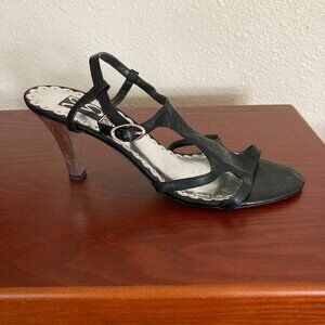 Strappy dressy shoes by Victoria Spenser black with silver accents size 8M